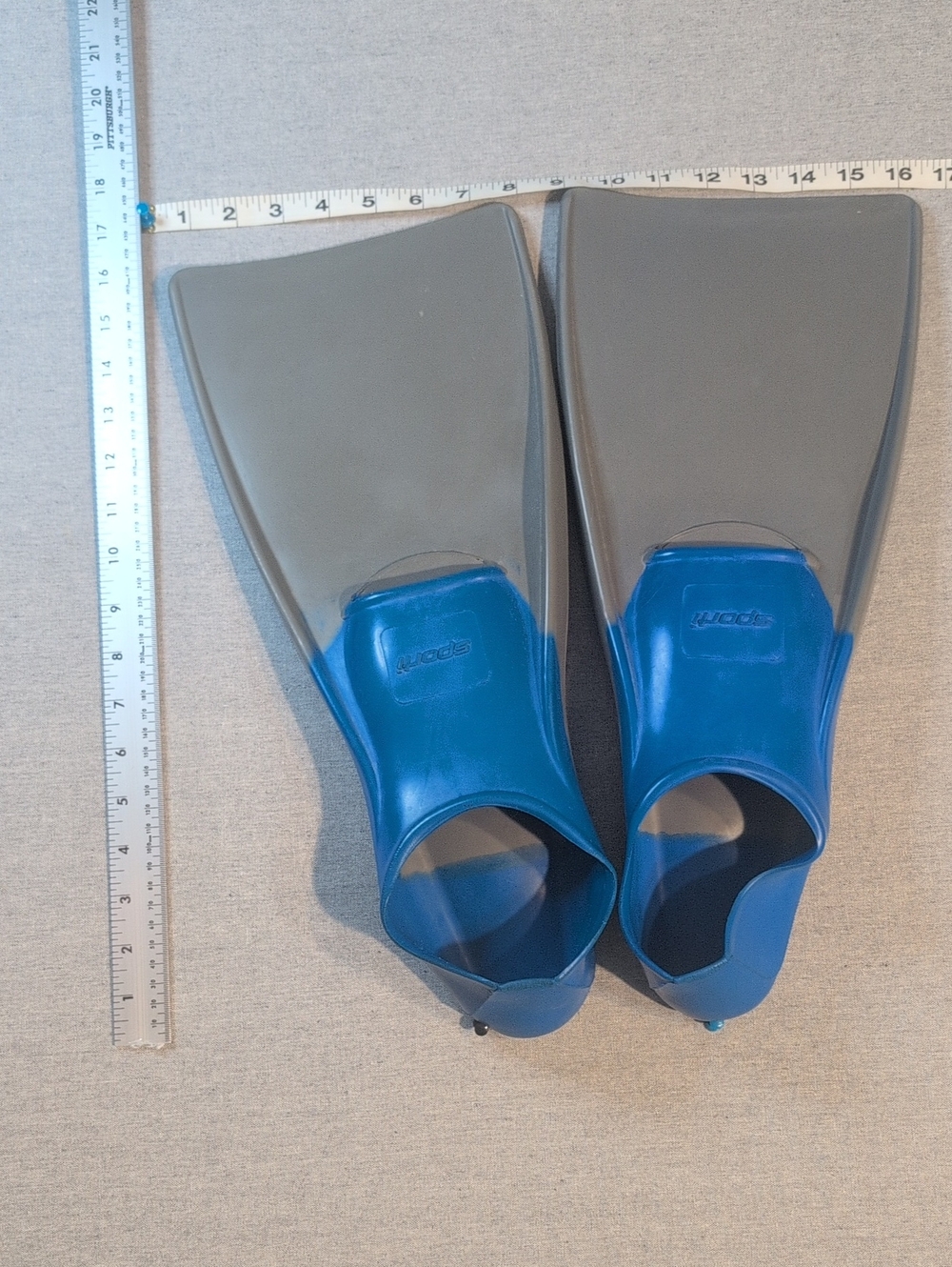 Sporti Unisex Adult Swim Training Fins Long Blade Aqua Blue & Gray M7-9 W9-10